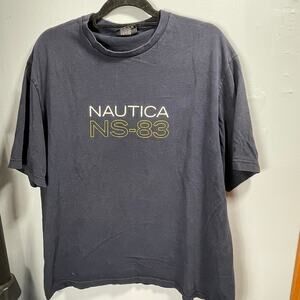 VTG Y2K Navy Nautica Sailboat Streetwear Large Logo Men's XL